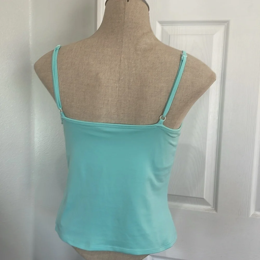 New York & company camisole adjustable spaghetti straps shelf bra turquoise M - Picture 3 of 8